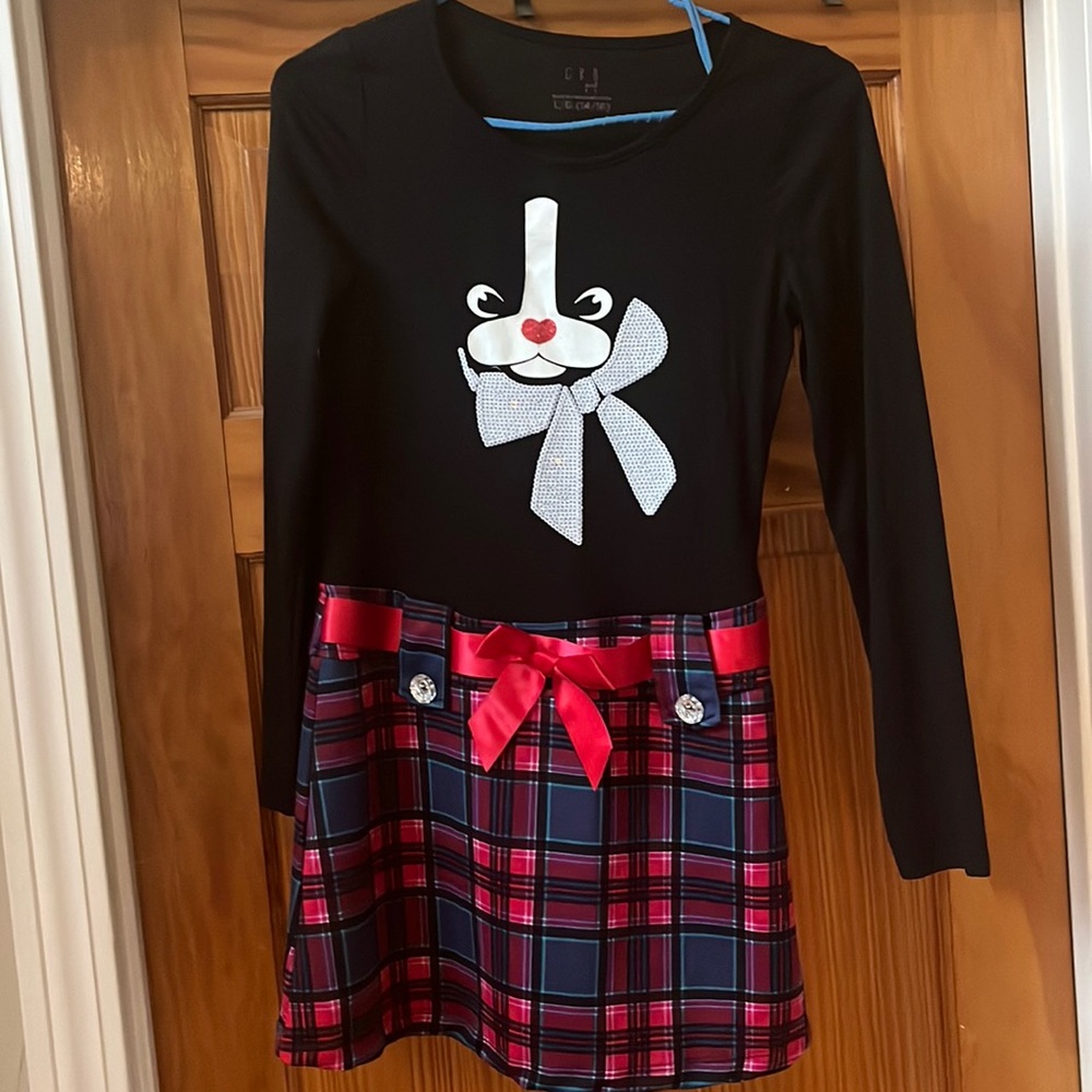 Cute bulldog plaid dress